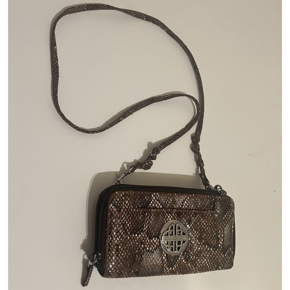 Kate Landry Wallet Shoulder Strap Evening Bag Purse Brown Crossbody 5.5'W